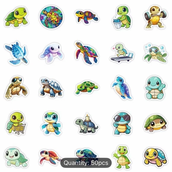 50 Colorful Turtle Stickers - Picture 2 of 4